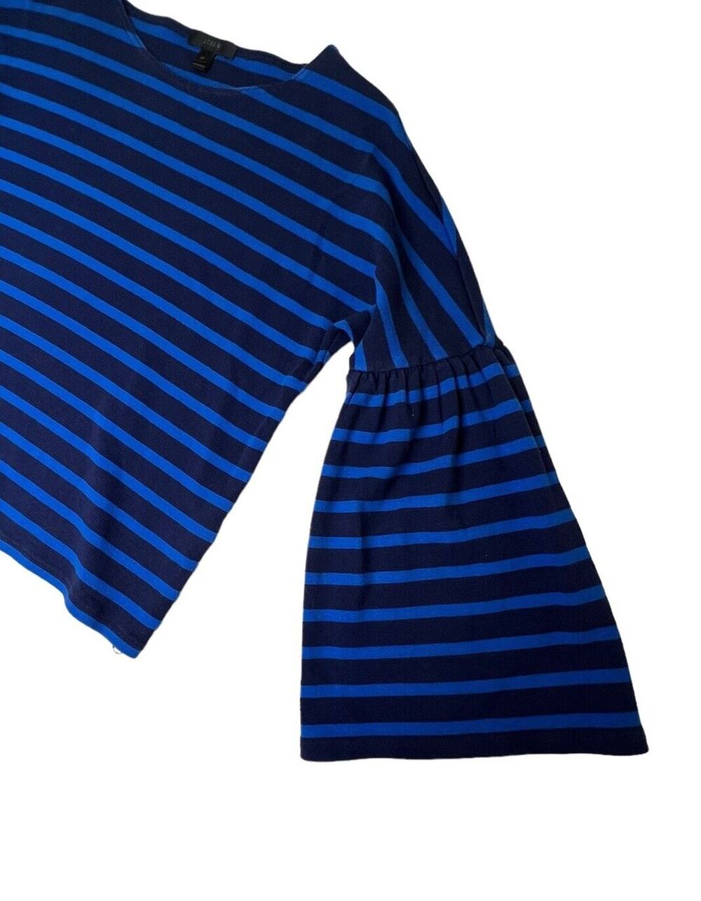 J CREW Top Womens Blue Bell-Sleeve Cropped Shirt Tshirt Blouse Casual Work Sz XS